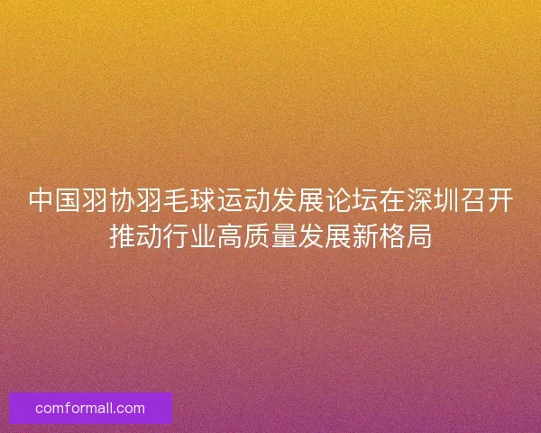 中国羽协羽毛球运动发展论坛在深圳召开推动行业高质量发展新格局